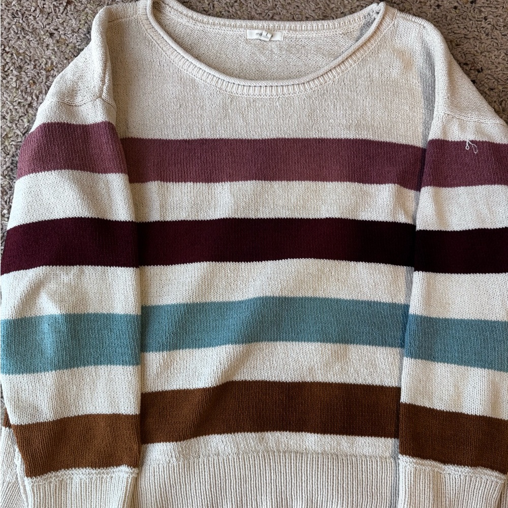Maurices Cream and Striped Women's Sweater